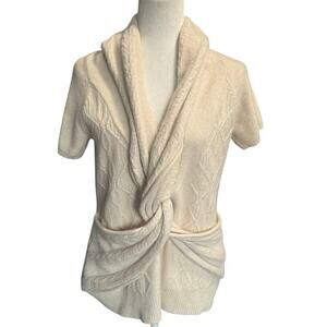 Sleeping On Snow Cable Knit Twist Front Sweater Wool Angora Cashmere (L)